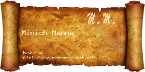 Minich Manna névjegykártya